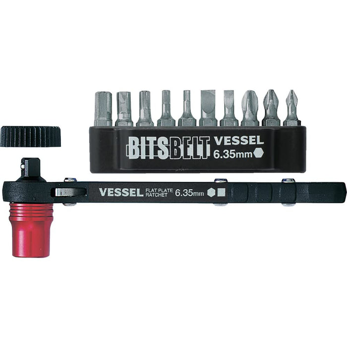 Vessel Ratchet Driver Set with Screw Catch Phillips Flathead Hex Bits - TD-73Mc