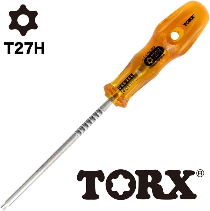 Vessel Power Grip T27H Torx Screwdriver 120mm Tamper-Proof B-5400Tx Series