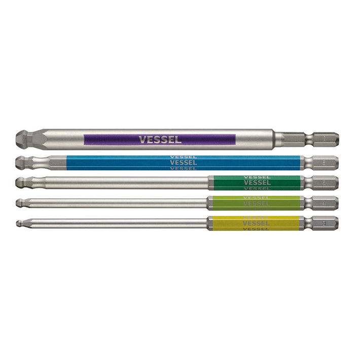 Vessel High-Quality 5-Piece Single Head Ball Point Bit Set 3-8x150 GS5P-36