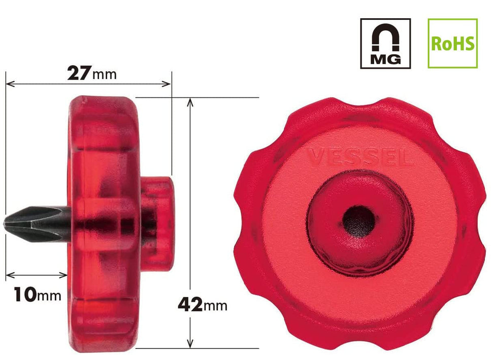 Vessel Brand Stubby Driver Komadora Plus 2x10mm TD-13-P2 Tool