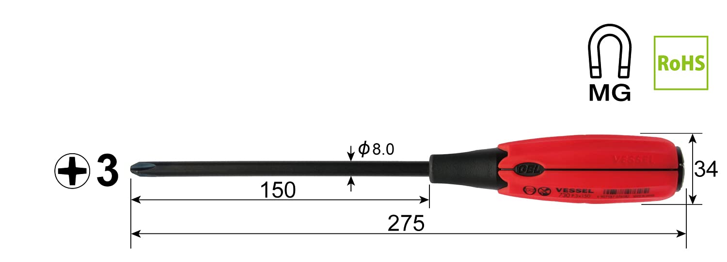 Vessel Brand Super Cushion +3x150 Penetrating Driver 730 Series