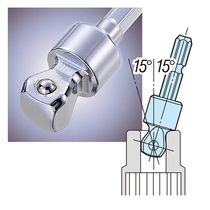 Vessel A20WSQ3 Swing Socket Adapter 3/8 inch (9.5mm) Sq x 50mm