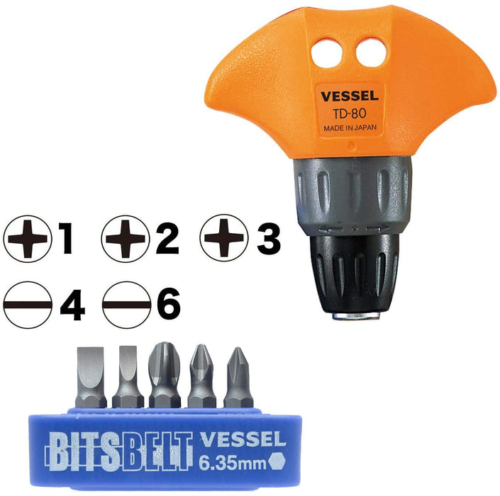 Vessel T-Type Ratchet Driver Tool Set TD-80 - Premium Quality Tools