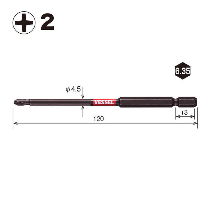 Vessel 40V Sakisubo Stepped Bit Set of 2 SS162120 4.5 x 120mm