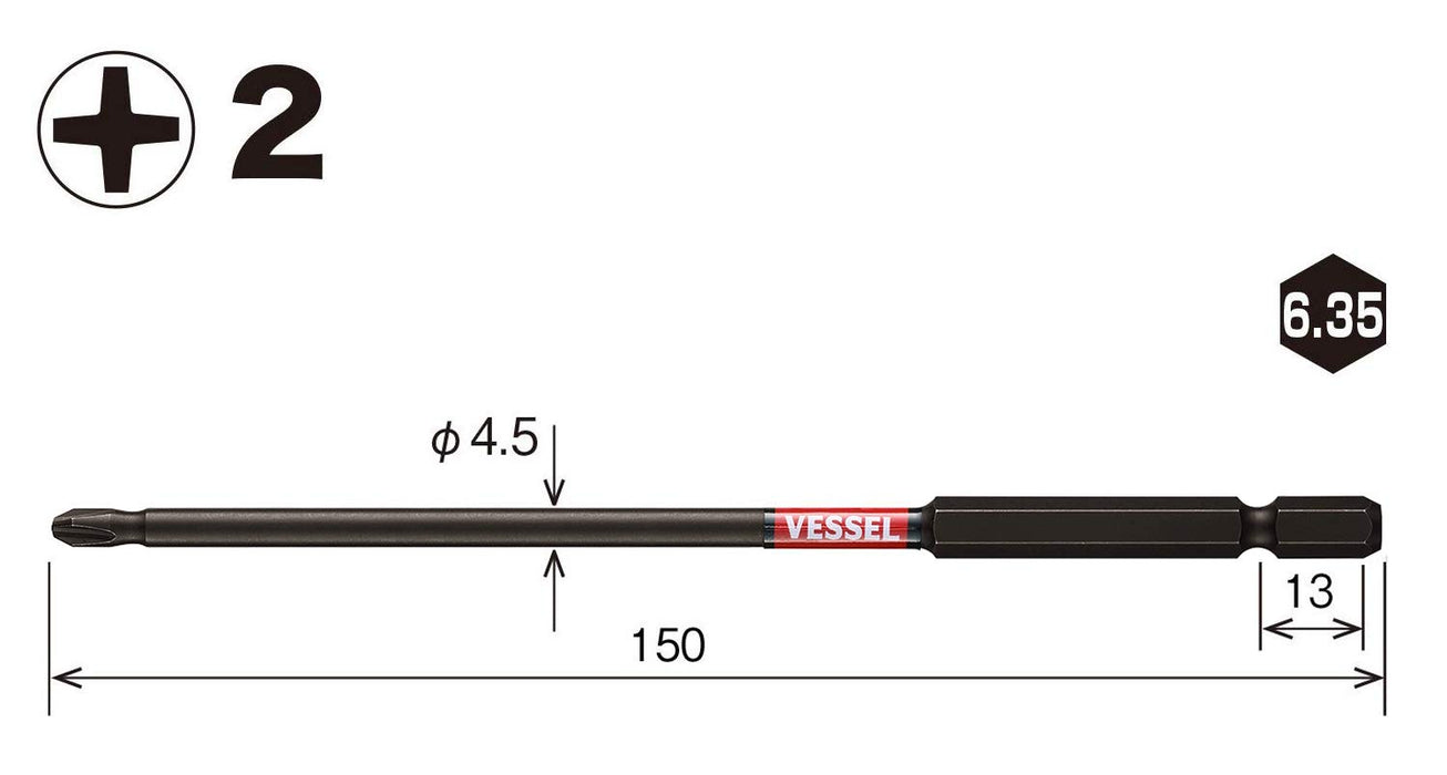 Vessel 40V Sakisubo 阶梯式钻头套装 2 X 4.5mm 150mm 长度 - SS162150