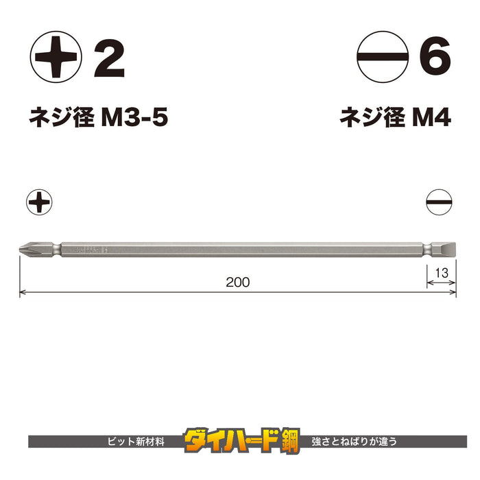 容器雙端組合 Gosai 鑽頭 +2/-6x200 1 件 - GS142620 型號