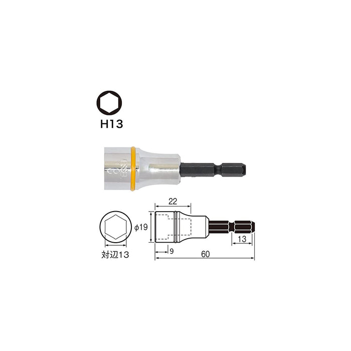 Vessel 13x60mm Flat Socket Hexagon - Vessel Sa201360 Tool