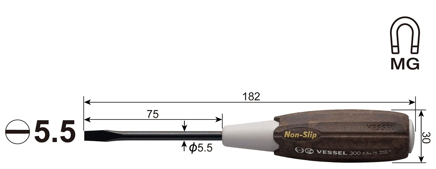 Vessel Woody Driver 5.5x75 300 Non-Slip Grip Versatile and Durable