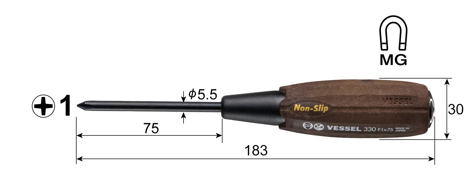 Vessel Woody 穿透式起子搭配防滑把手 B-330 +1x75 - Vessel 品牌