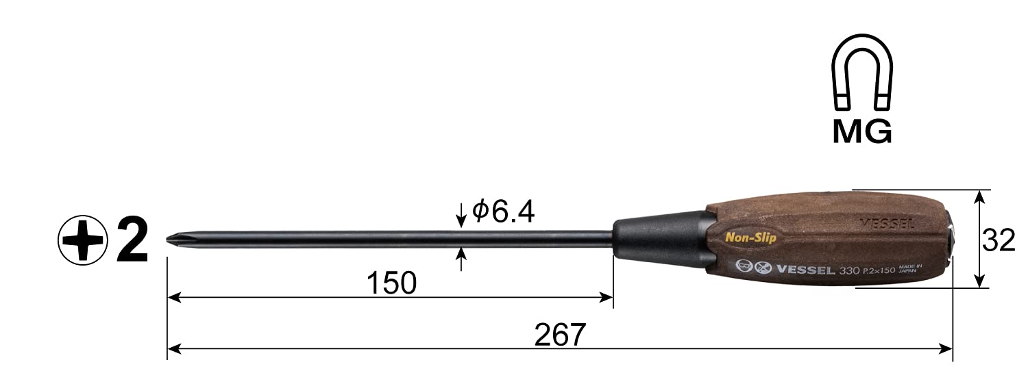 Vessel B-330 Woody Penetrating Driver with Non-Slip Grip and 2x150 spec