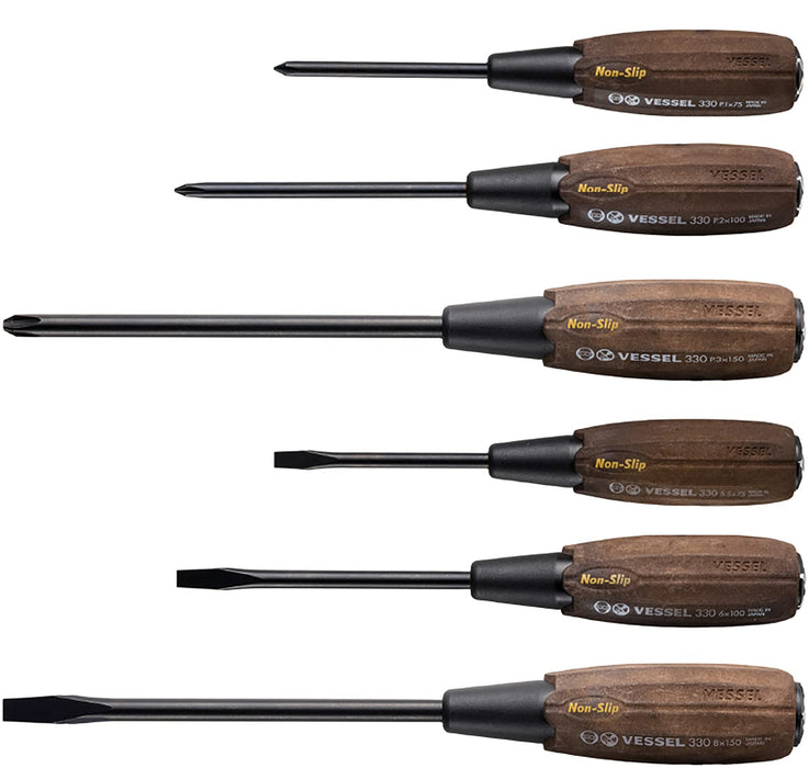 Vessel 336Ps Grip Set - Woody Penetrating Driver Non-Slip 6 Pack