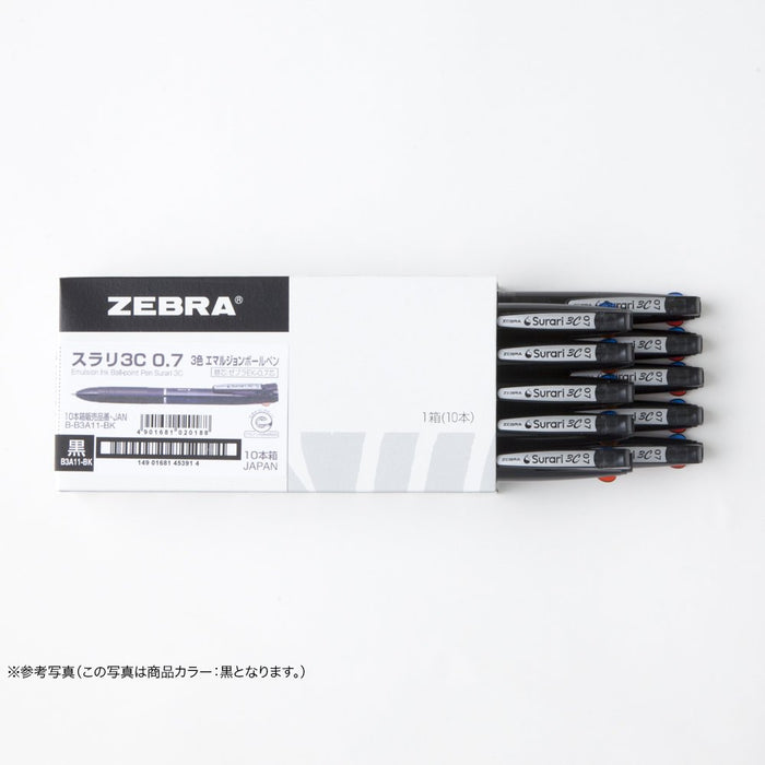 Zebra 10-Piece 3-Color Ballpoint Pen Set 0.7 Tip Transparent - Specific Model B-B3A11-C