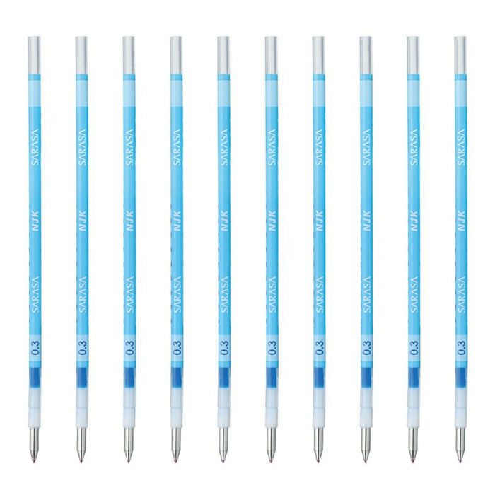 Zebra 10-Pack Prefeel Sarasa Light Blue Ballpoint Pen Refill 0.3mm Lead - Zebra