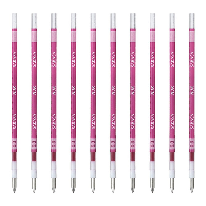 Zebra Prefeel Sarasa 10-Piece Magenta Ballpoint Pen Refill Njk-0.3 Lead