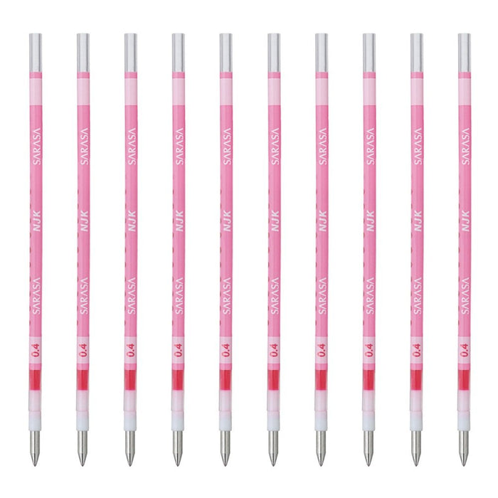 Zebra Prefeel Sarasa 10-Piece Light Pink 0.4 Lead Ballpoint Pen Refill Set