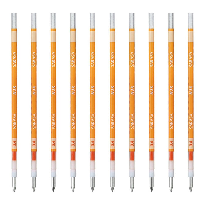 Zebra Prefeel Sarasa Orange Ink 0.4mm Lead Ballpoint Pen Refills 10 Pieces