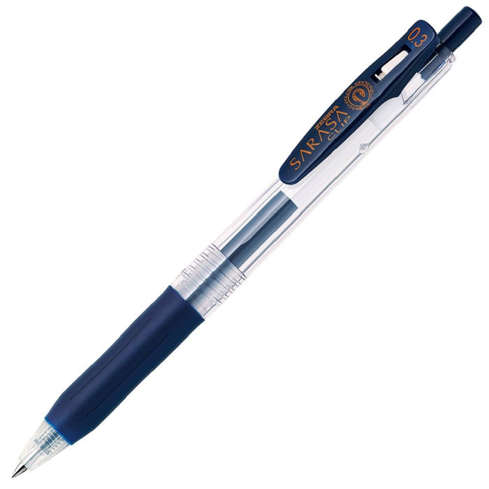 Zebra Sarasa Clip 0.3 Blue Black Gel Ballpoint Pen Pack of 10