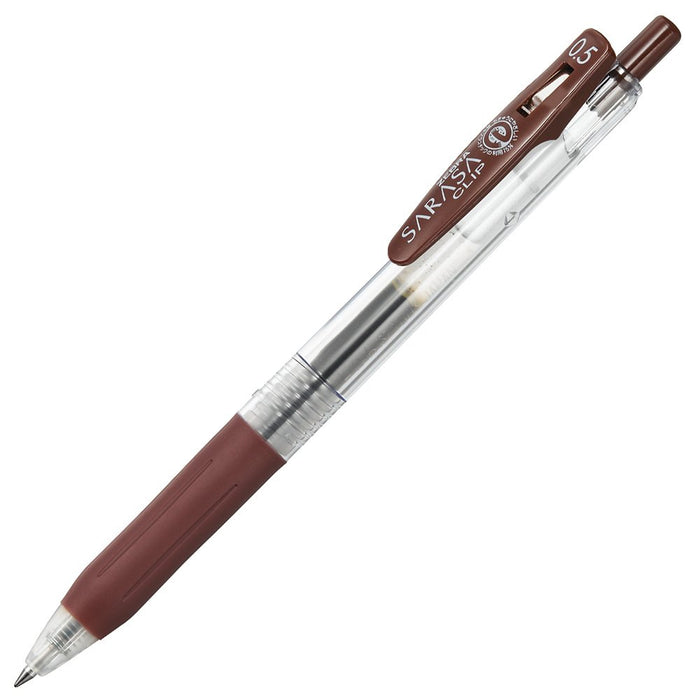 Zebra Sarasa Clip Gel Ballpoint Pen 0.5mm Brown Pack of 10