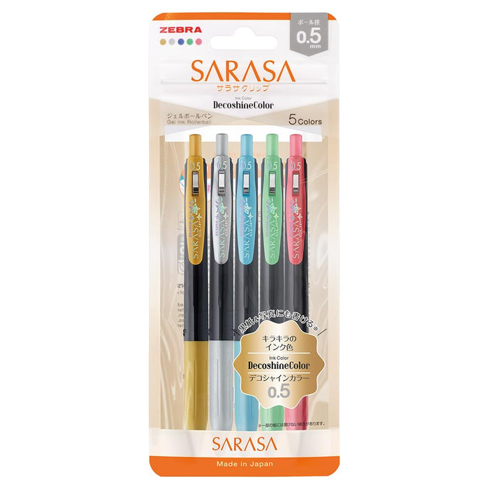 Zebra Sarasa Clip Gel Ballpoint Pens 0.5mm Deco Shine 5-Color Set