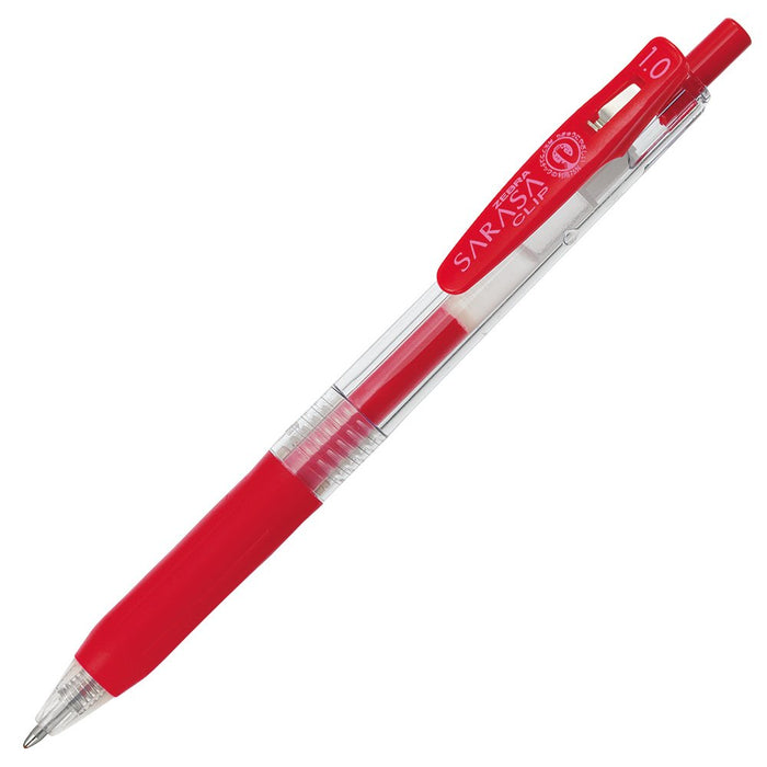 Zebra Sarasa Clip Red Gel Ballpoint Pen 1.0 - Pack of 10