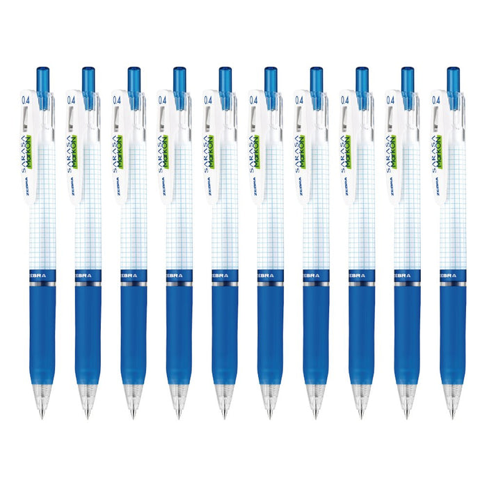 Zebra Sarasa Markon Blue Gel Ballpoint Pen 0.4mm Tip Box of 10 pens