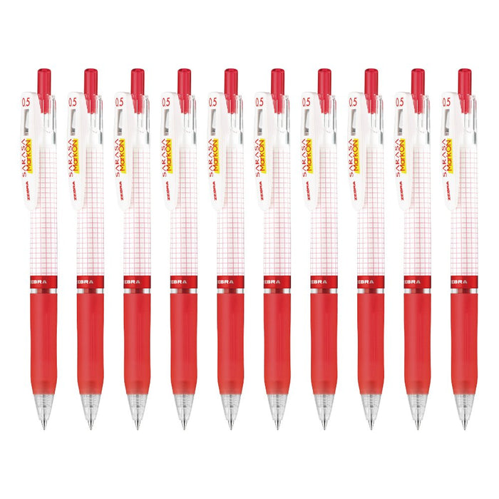 Zebra Sarasa Markon 0.5 Gel Ballpoint Pen 10 Pieces Red