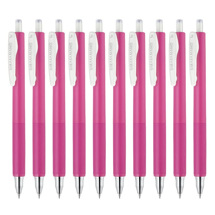 Zebra Sarasa Nano 0.3MM Gel Ballpoint Pens in Magenta Pack of 10