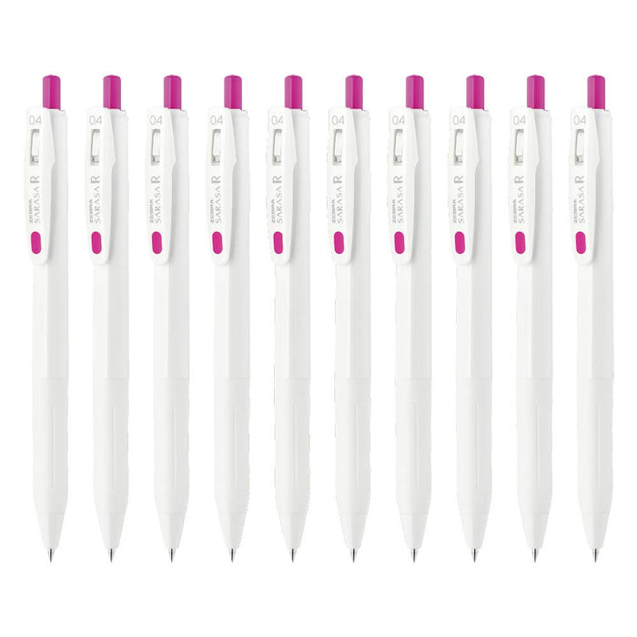 Zebra Sarasa R Gel Ballpoint Pens 0.4mm Magenta Ink Pack of 10