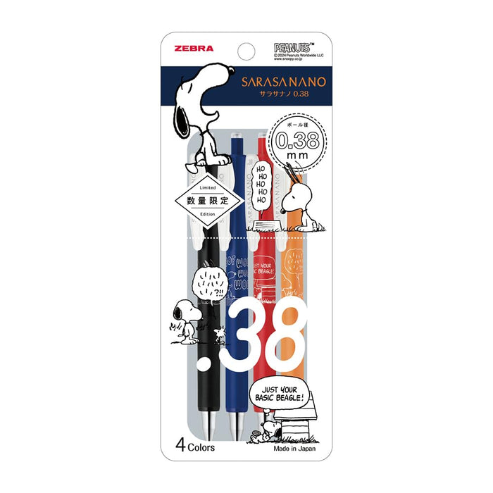 Zebra 0.38mm Sarasanano Gel Ballpoint Pen Snoopy Design 4 Color Set