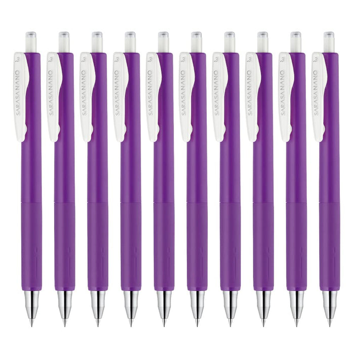 Zebra Sarasanano Gel Ballpoint Pens 0.3mm Purple Pack of 10