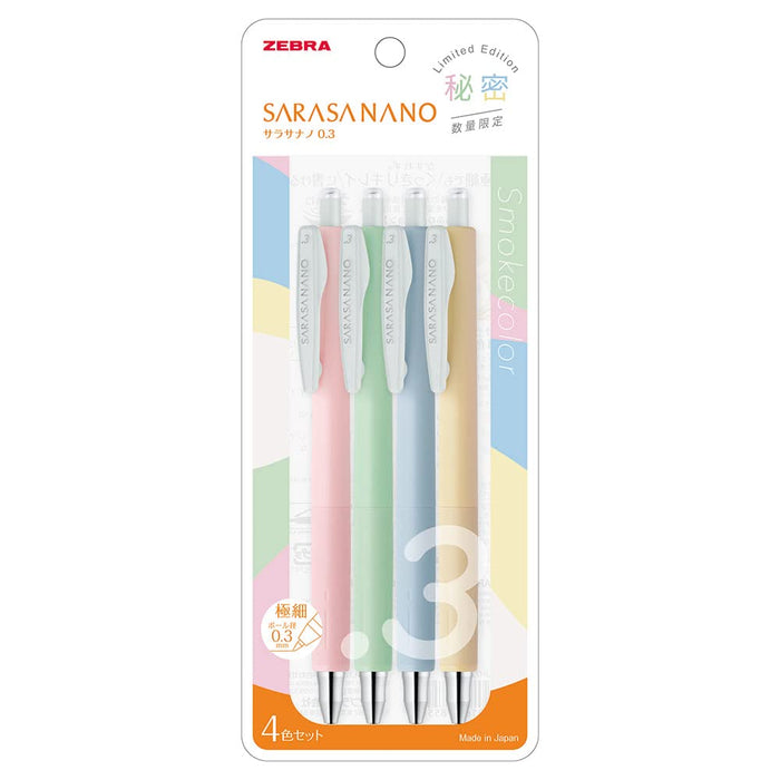 Zebra Sarasanano 4-Color Gel Ballpoint Pen Set 0.3mm Smoke Color