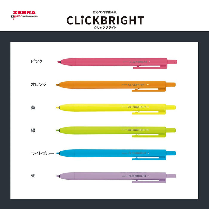 Zebra Click Bright Highlighter Set in 6 Vibrant Colors Wks30-6C