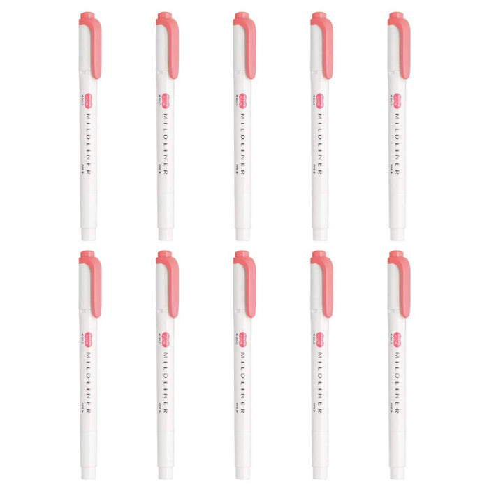 Zebra Coral Pink Mild Liner Highlighter - Pack of 10 Pieces