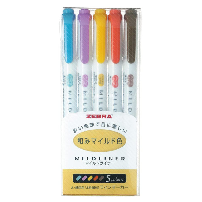 Zebra Mildliner Soft Highlighter Set 5 Mild Colors - Zebra Rc5 Wkt7-5C-Rc