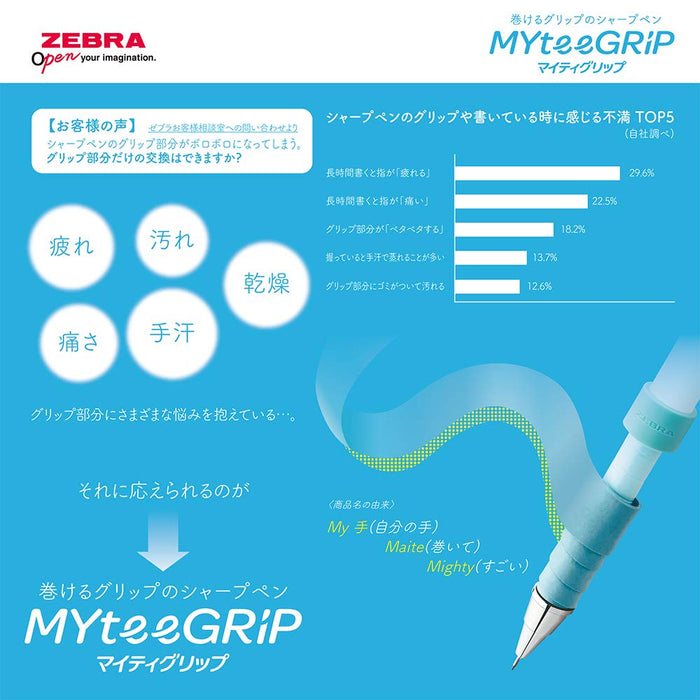 Zebra Mighty Grip 0.5mm Mechanical Pencil Set Light Blue Body - Dry Type