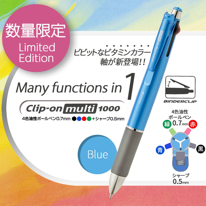 Zebra 4-Color Multi-Function Pen with Sharp Clip-On Blue 1000 Vitamin Series