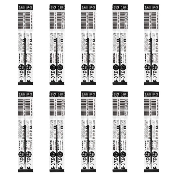 Zebra Jimnock K-0.7 黑色油性圆珠笔替换芯 10 支装