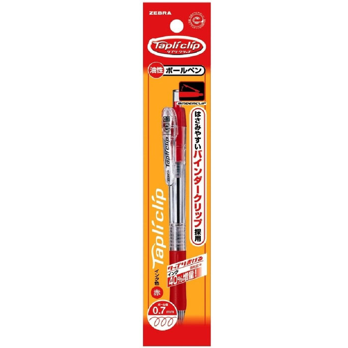 Zebra Red Oil-Based Ballpoint Pen 0.7mm with Tapli Clip - P-Bn5-R