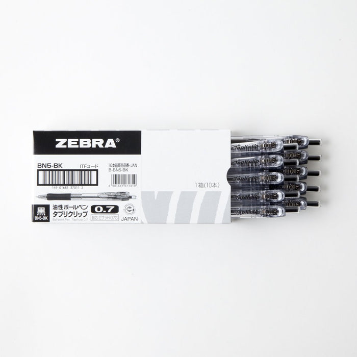 Zebra 0.7 Black Oil-Based Ballpoint Pen Tapuri Clip 10-Pack