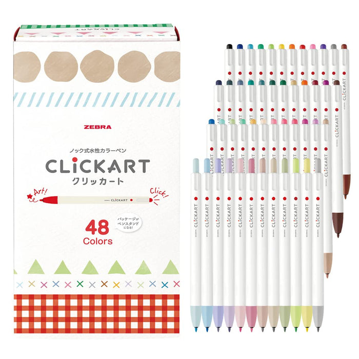 Zebra Clickart Water-Based Pen Set 48 Vibrant Colors Wyss22-48C