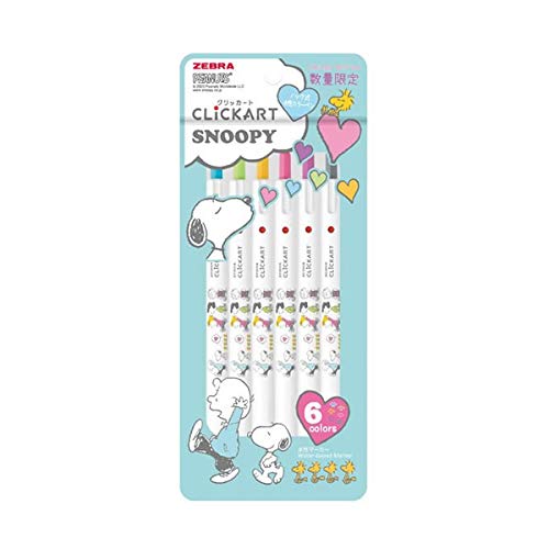 Zebra Clickart Snoopy 6-Color Set Water-Based Retractable Pens