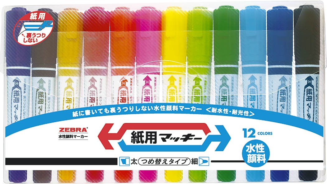 Zebra Wyt5-12C 12 Colors Mackie Water-Based Paper Pen Set