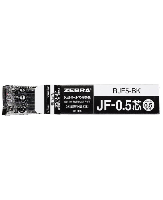 Zebra Sarasa JF-0.5 Black Gel Ballpoint Pen Refills 10 Pieces