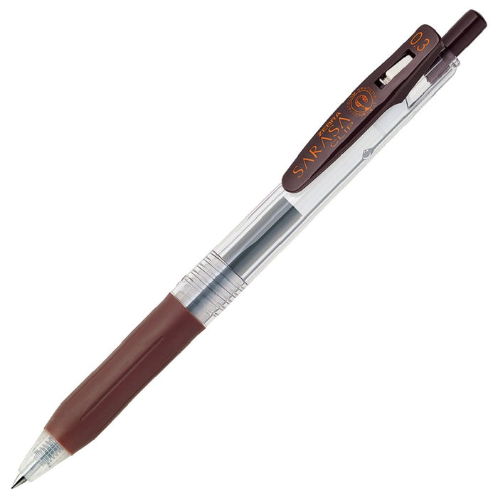 Zebra Sarasa Clip 0.3 Gel Ballpoint Pen in Brown Pack of 10