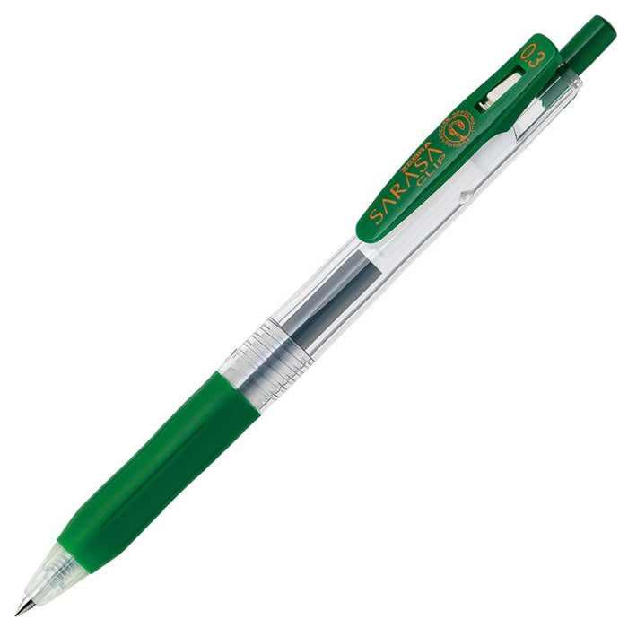 Zebra Sarasa Clip 0.3 Viridian Gel Ballpoint Pen Pack of 10