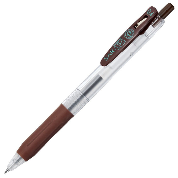 Zebra Sarasa Clip 0.4 Gel Ballpoint Pen in Brown Pack of 10