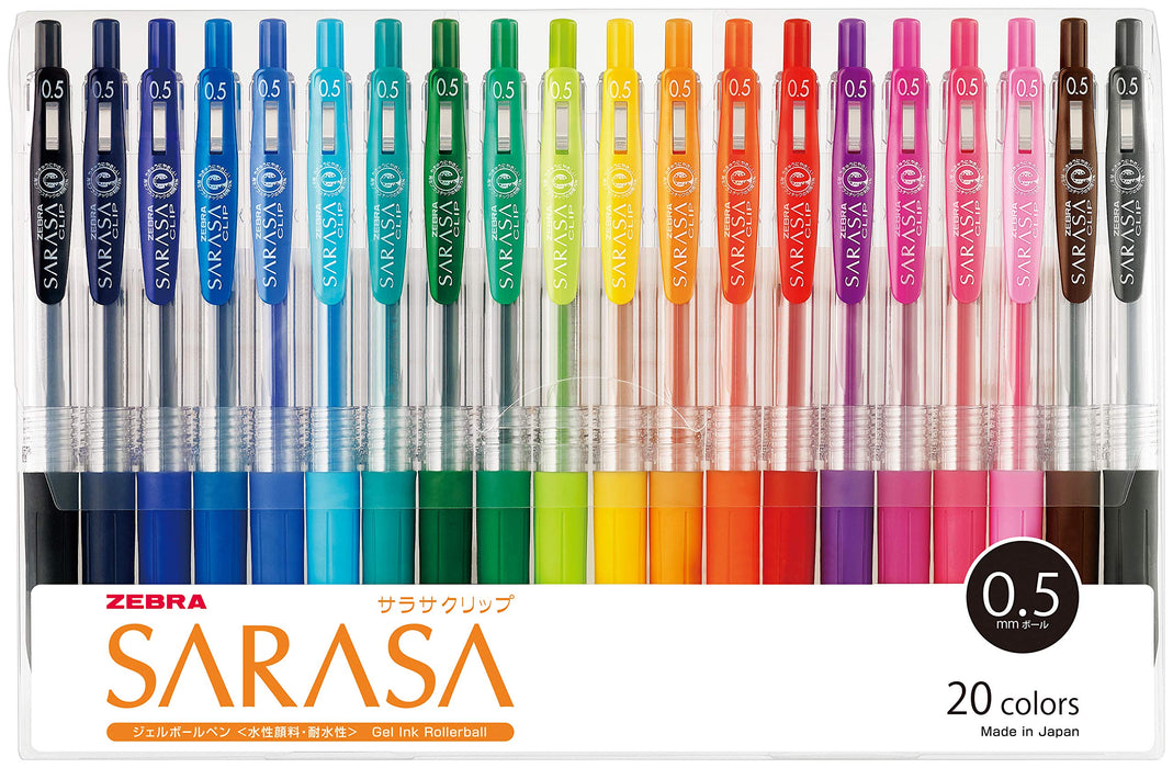 Zebra Gel Ballpoint Pen Sarasa Clip 0.5 20 Colors JJ15-20CA Pack