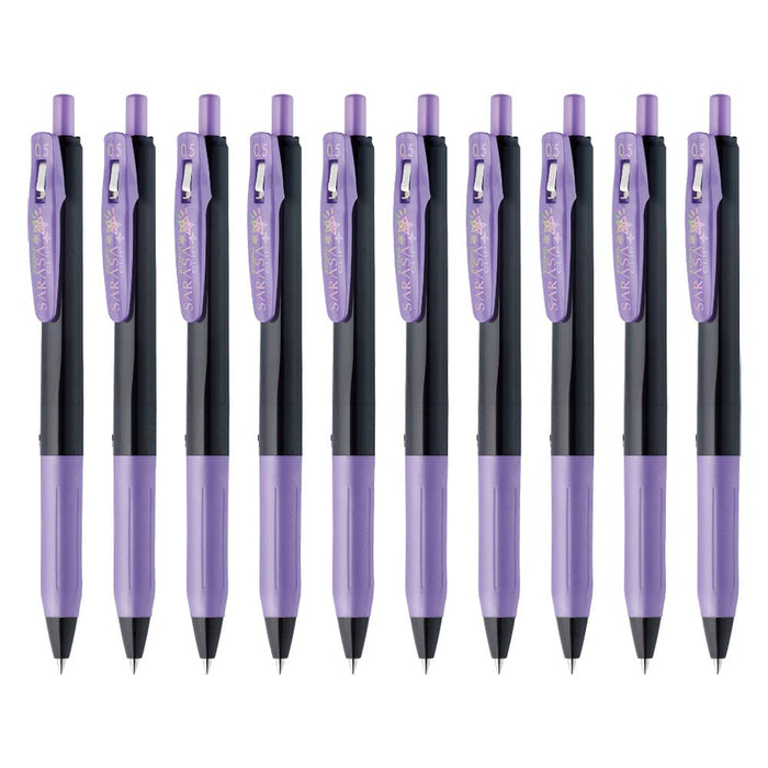 Zebra Sarasa Clip Gel Ballpoint Pen 0.5mm Shiny Purple Set of 10