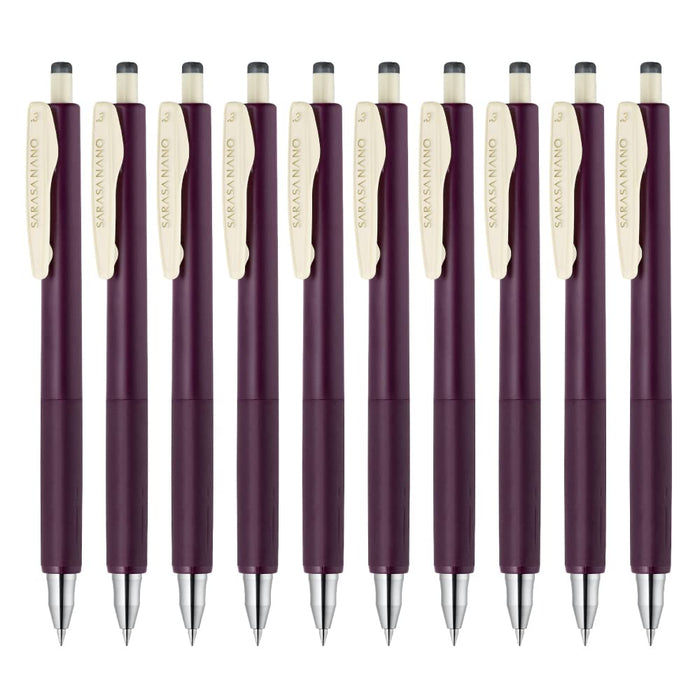 Zebra Gel Ballpoint Pen Sarasanano 0.3mm Pack of 10 Bordeaux Purple - B-Jjh72-Vbp