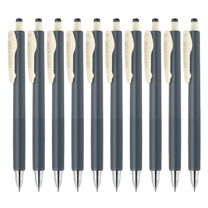 Zebra Sarasanano 0.3mm Dark Gray Gel Ballpoint Pens Pack of 10